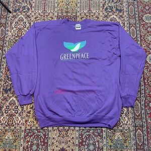 VTG 80s 90s RARE Greenpeace Dove Logo Sweatshirt Purple Whale Tail XL purple USA